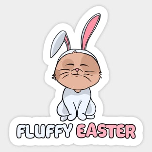 Cat in bunny costume happy easter 2021 fluffy Sticker